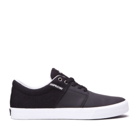 Supra Mens STACKS II VULC Low Top Shoes Black/Cool Grey/white | US-24283